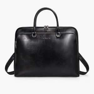 Genuine Leather Laptop Bag Black fits 15.6” Laptop